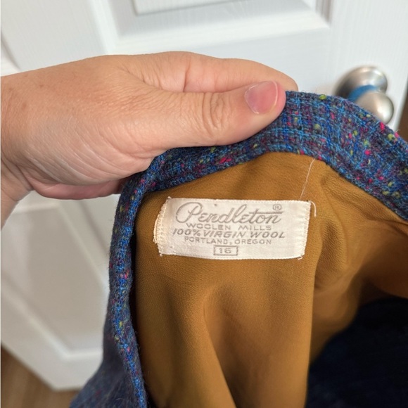 Vintage Pendleton Skirt Size 16 Midi Tweed A Line 100% Wool Academia Blue Pink - Picture 6 of 6